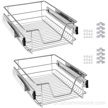 Cesta telescópica de cozinha revestida a cromo extensível para cozinha